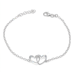 Pulsera 2 corazones entrelazados elegante | Regalo romántico para mujer