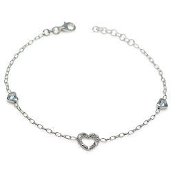 Pulsera 3 corazones  y circonitas elegante | Regalo romántico para mujer