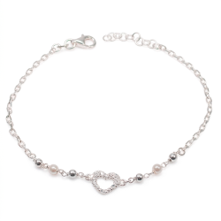 Pulsera corazon y perlas elegante | Regalo romántico para mujer