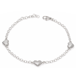 Pulsera 3 corazones rayados elegante | Regalo romántico para mujer