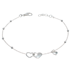 Pulsera corazones entrelazados  y cadena con bolas elegante | Regalo romántico para mujer