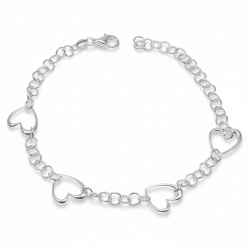 Pulsera con 4 corazones calados elegante | Regalo romántico para mujer