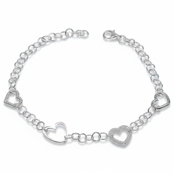 Pulsera con 4 corazones calados diferentes elegante | Regalo romántico para mujer