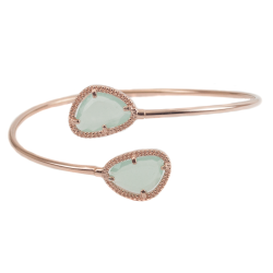 Pulsera Plata Oro Rosa Piedra Verde | Joyería Mujer Elegante