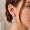 Pendientes largos de plata con circonitas para boda