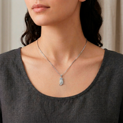 Colgante de Búho en Plata 925 con Piedras azul zafiro | Collar Elegante