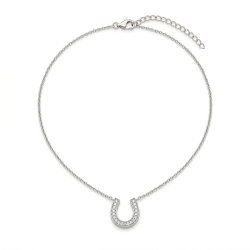 Gargantilla de plata con herradura y circonitas elegante