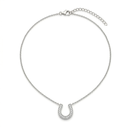 Gargantilla de plata con herradura y circonitas elegante