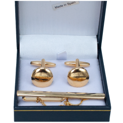 Juego Gemelos y pisacorbatas de Caballero dorados Elegantes para Traje y Camisa